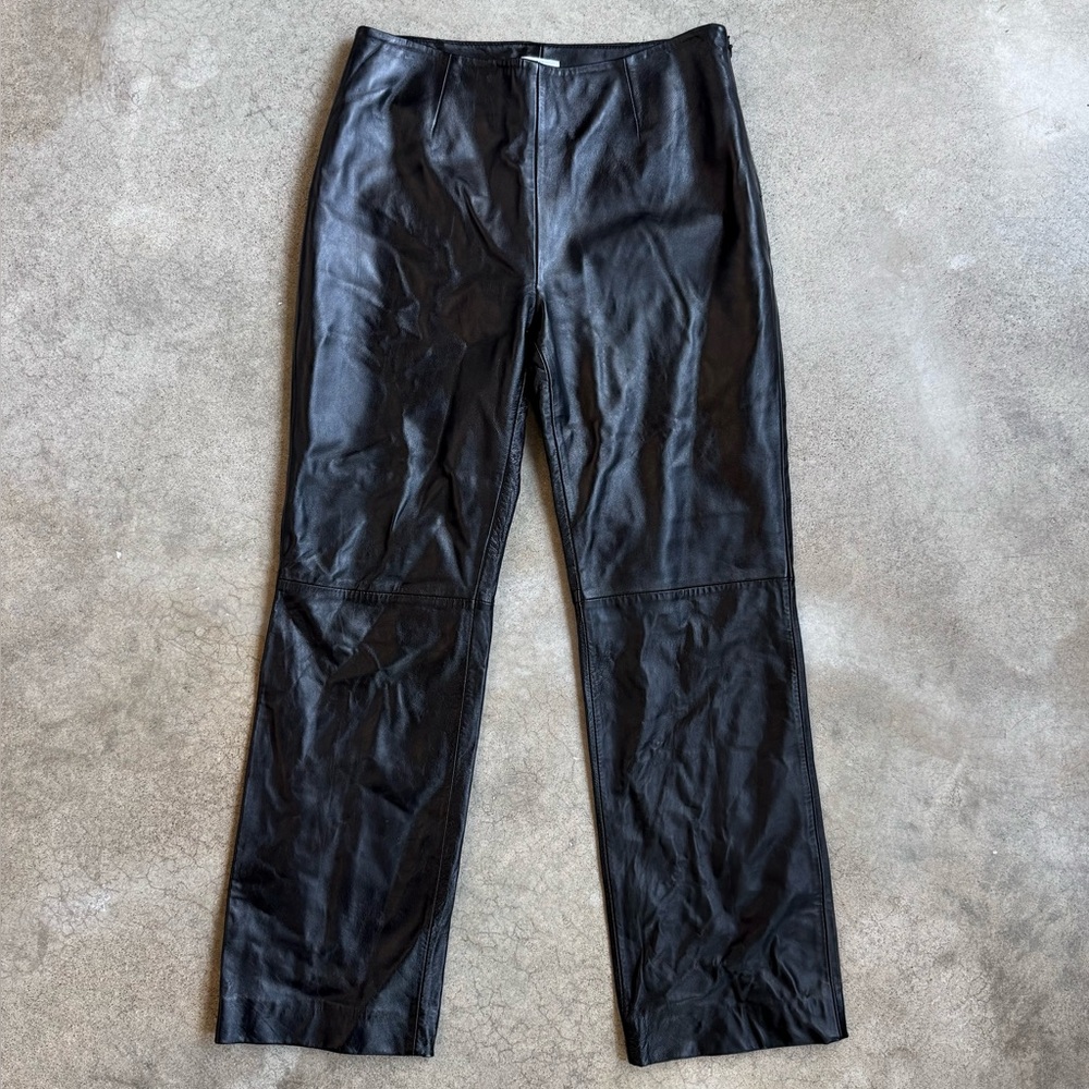 Apt. 9 Black Lambskin Leather Mid-Rise Pants